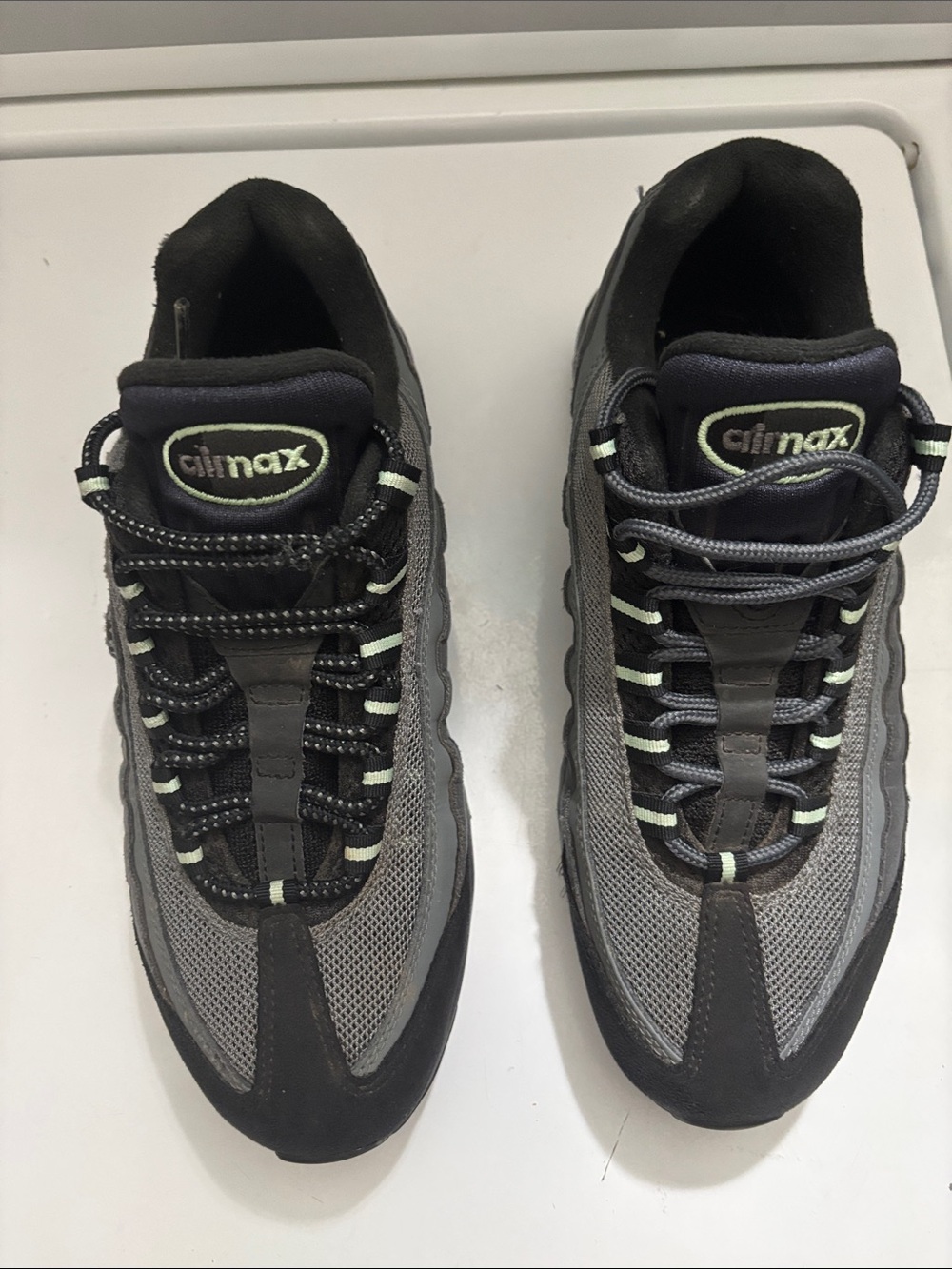 Nike Air Max 95 Sneakers - Gray with Black & Mint Accents( vapor green?